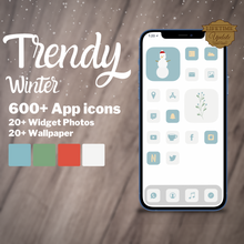 Load image into Gallery viewer, 600 Trendy Winter icon pack, iOS 14 App Icons, Social media Icons, Aesthetic iPhone Home Screen, Customize lock, Red, Blue, White, Green
